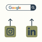 Schemat pokazujący połączenie Instagram i LinkedIn z wyszukiwarką Google — Social SEO dla deweloperów